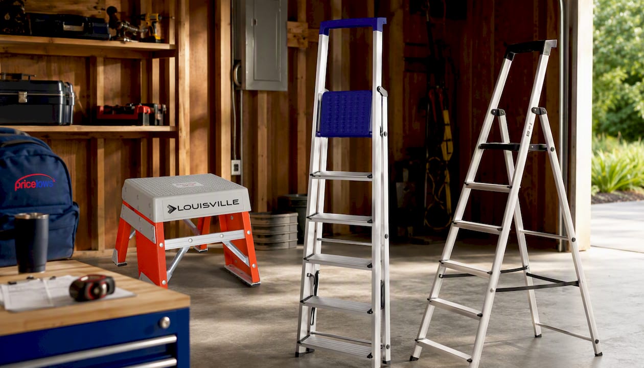 Fiberglass Step Ladder | Nonconductive For Electrical Use | Slip-Resistant Platform | 6 ft, 8 ft