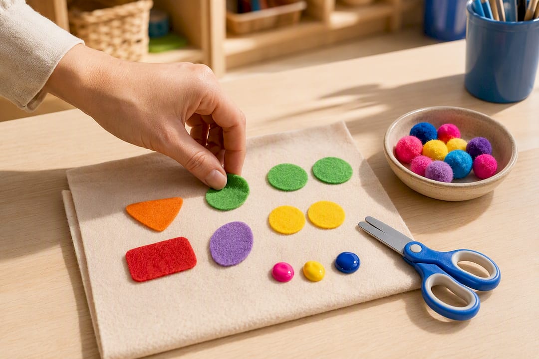 Felt shapes and safe puppet craft materials