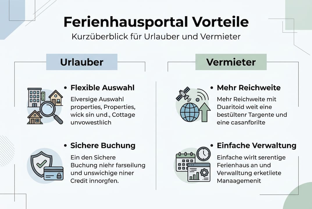 Infografik: Die Vorteile von Ferienhausportalen für Urlauber und Vermieter