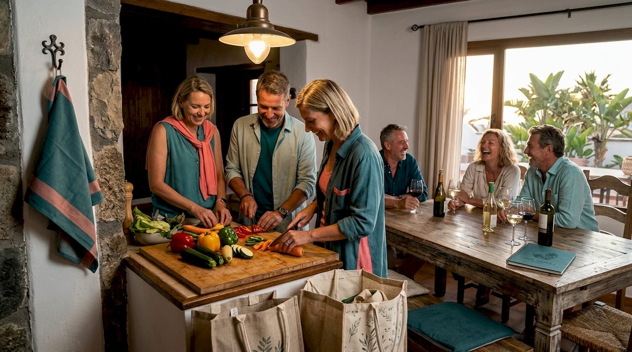 Gemeinsam kochen wir in der Ferienunterkunft und genießen die Zeit zusammen.