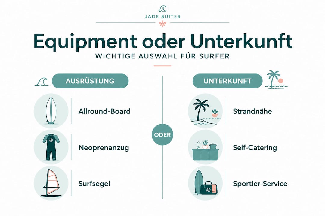 Infografik: Was ist für Surfer wichtiger – die richtige Ausrüstung oder die perfekte Unterkunft?