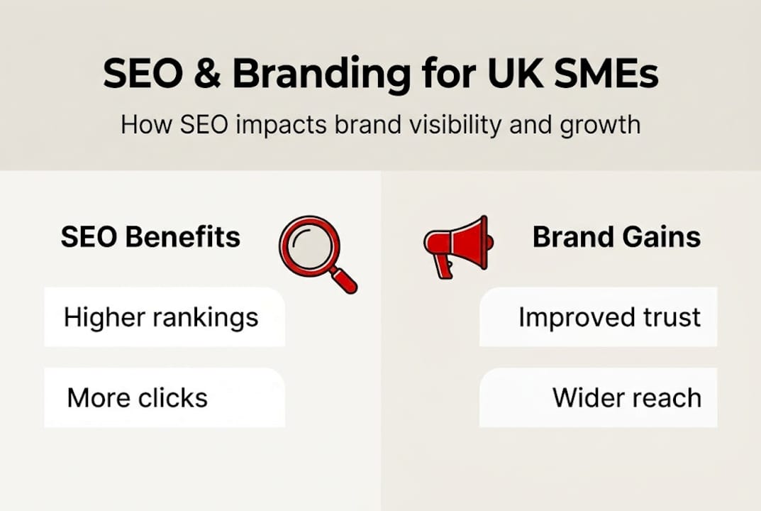 Infographic showing SEO and branding benefits