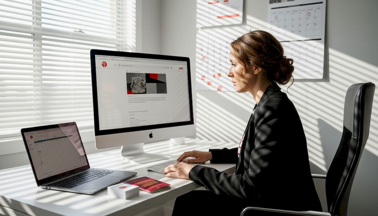 UK entrepreneur working on digital brand presence
