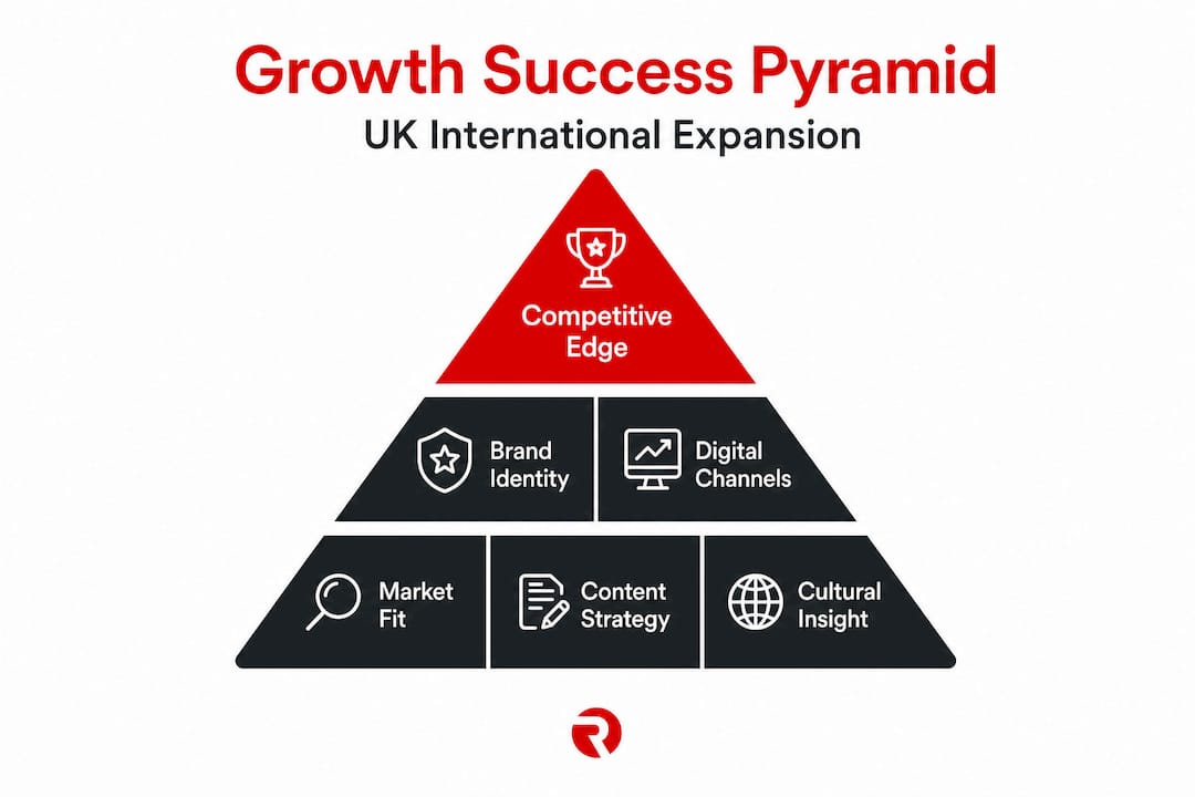 Pyramid infographic on brand and digital growth success