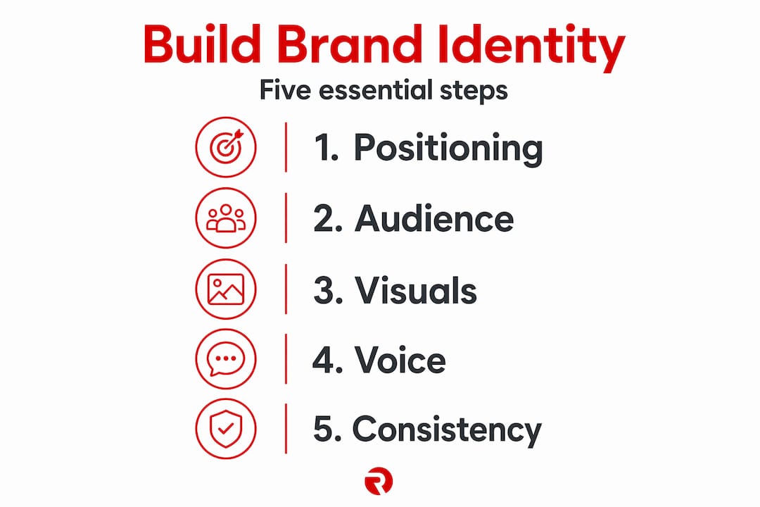 Infographic shows steps to build brand identity
