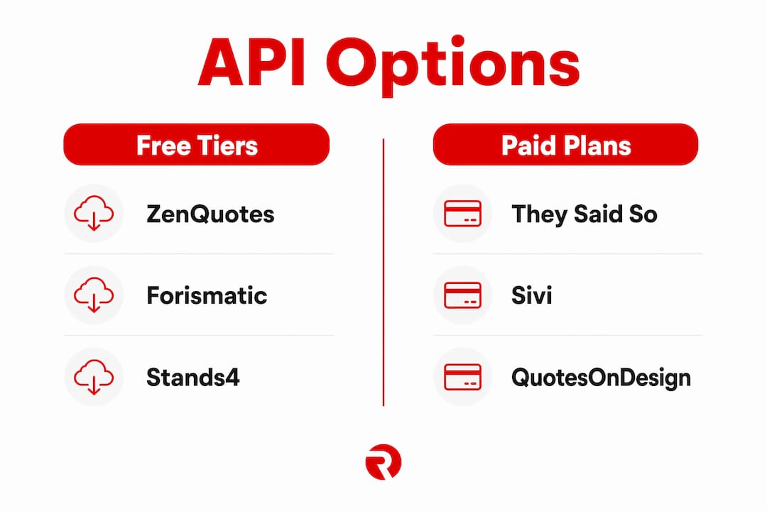 Infographic comparing free and paid quote APIs