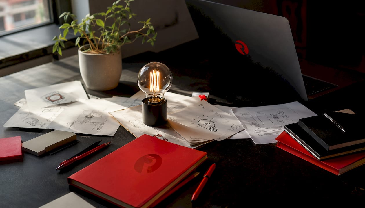 Creative workspace with AI SEO marketing tools