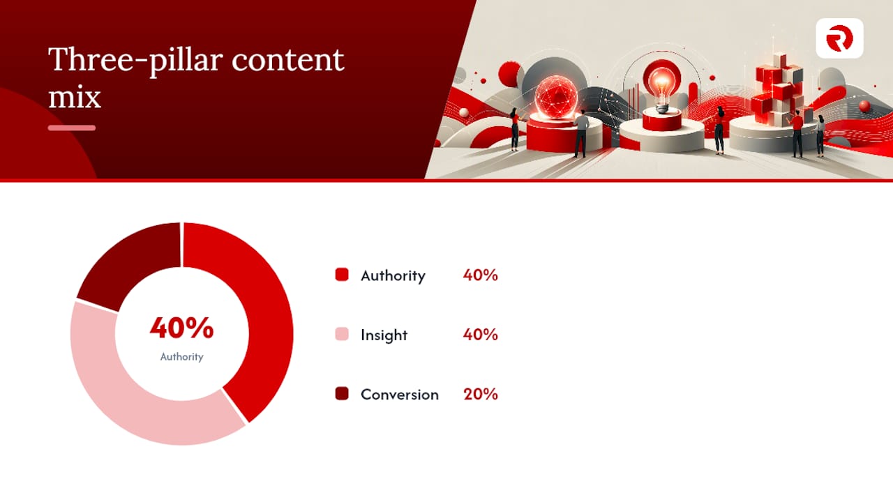 Diagram of LinkedIn three-pillar content allocation