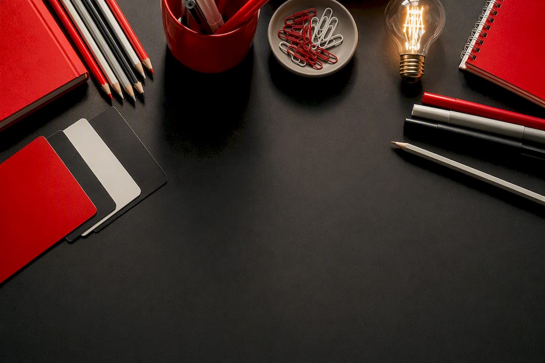 Creative supplies arranged for imagery direction