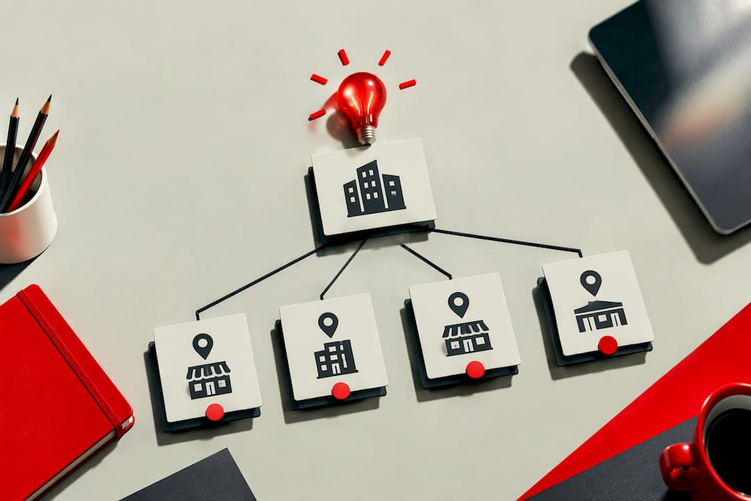 Organization node linked to location nodes