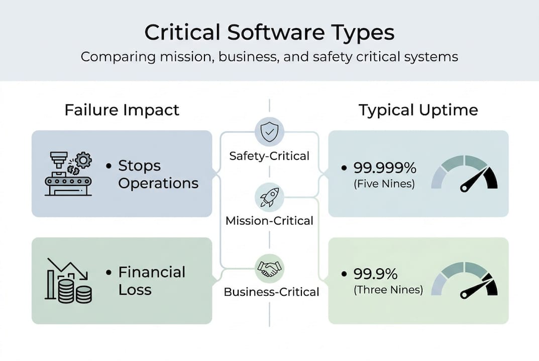 Infographic comparing critical software categories