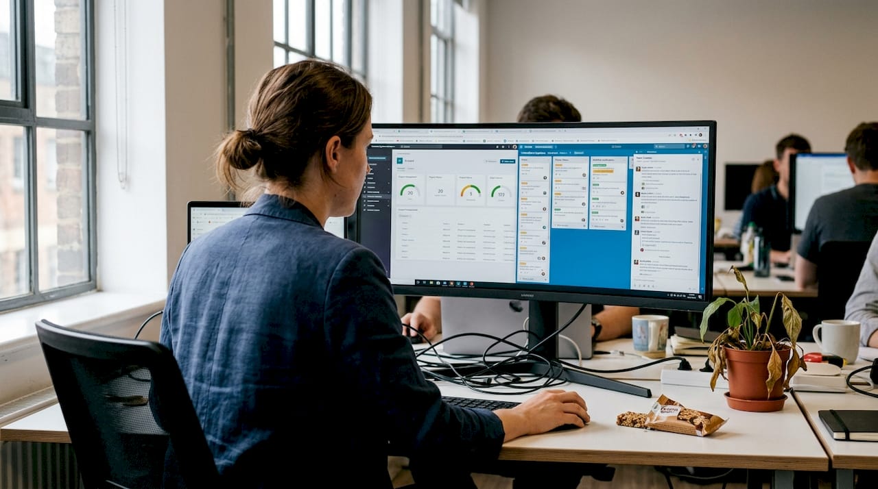 Employee reviewing agentic workflow system