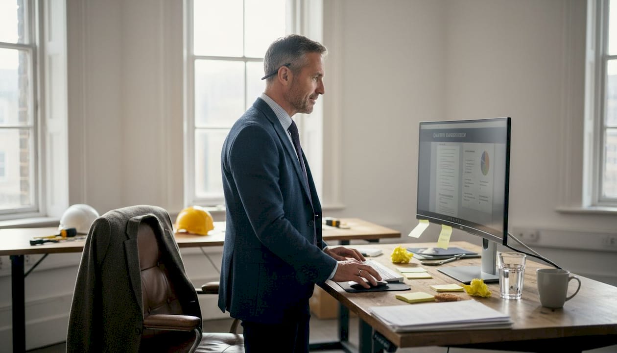 CIO reviewing strategy in workspace
