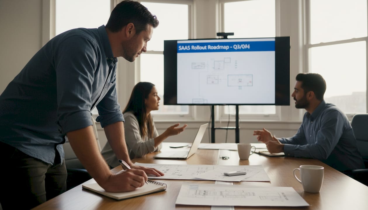 Team leader planning enterprise IT deployment