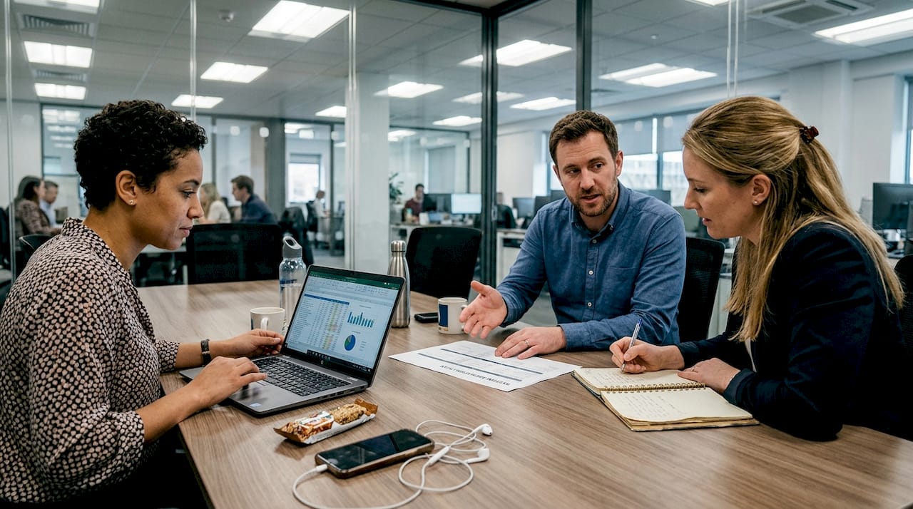 Finance team reviewing migration plan notes