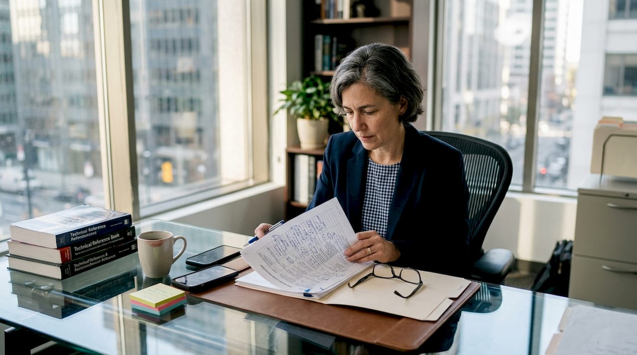 CIO reviewing legacy systems inventory at desk