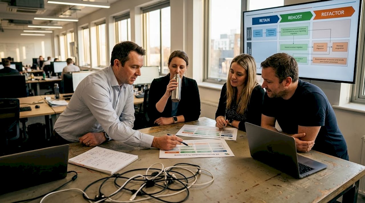 IT managers reviewing 7R modernisation framework