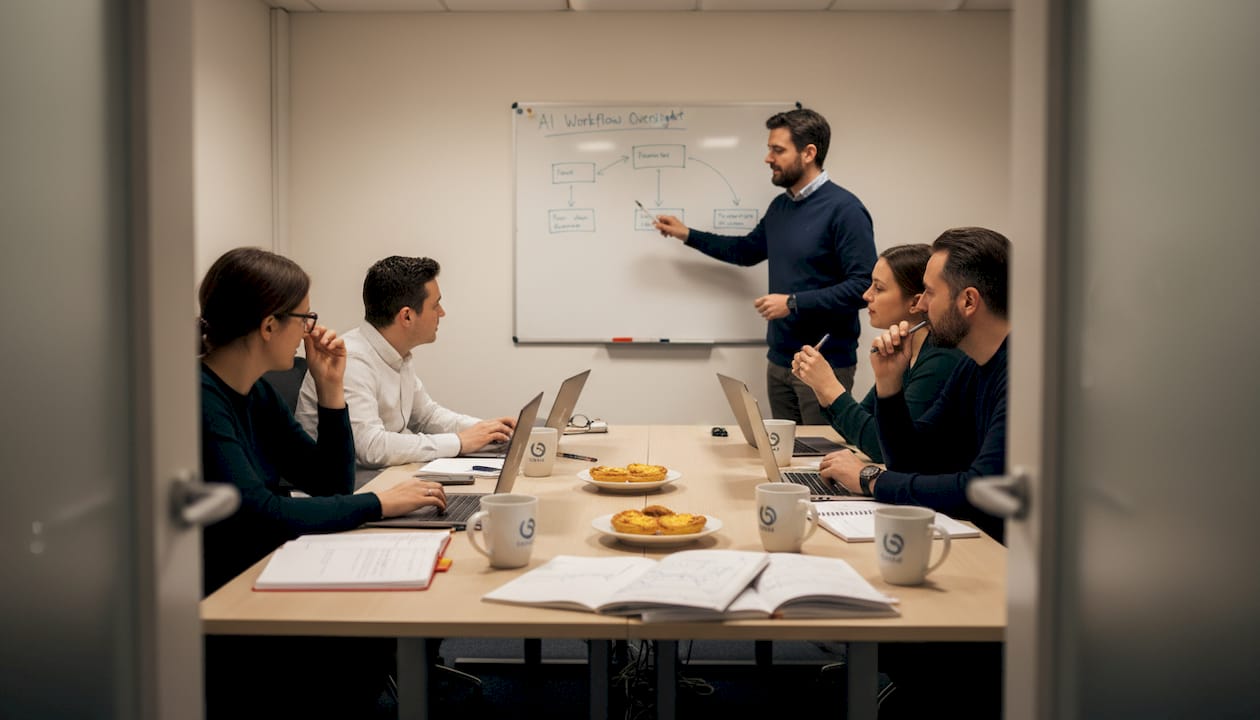 Team discussing AI governance processes