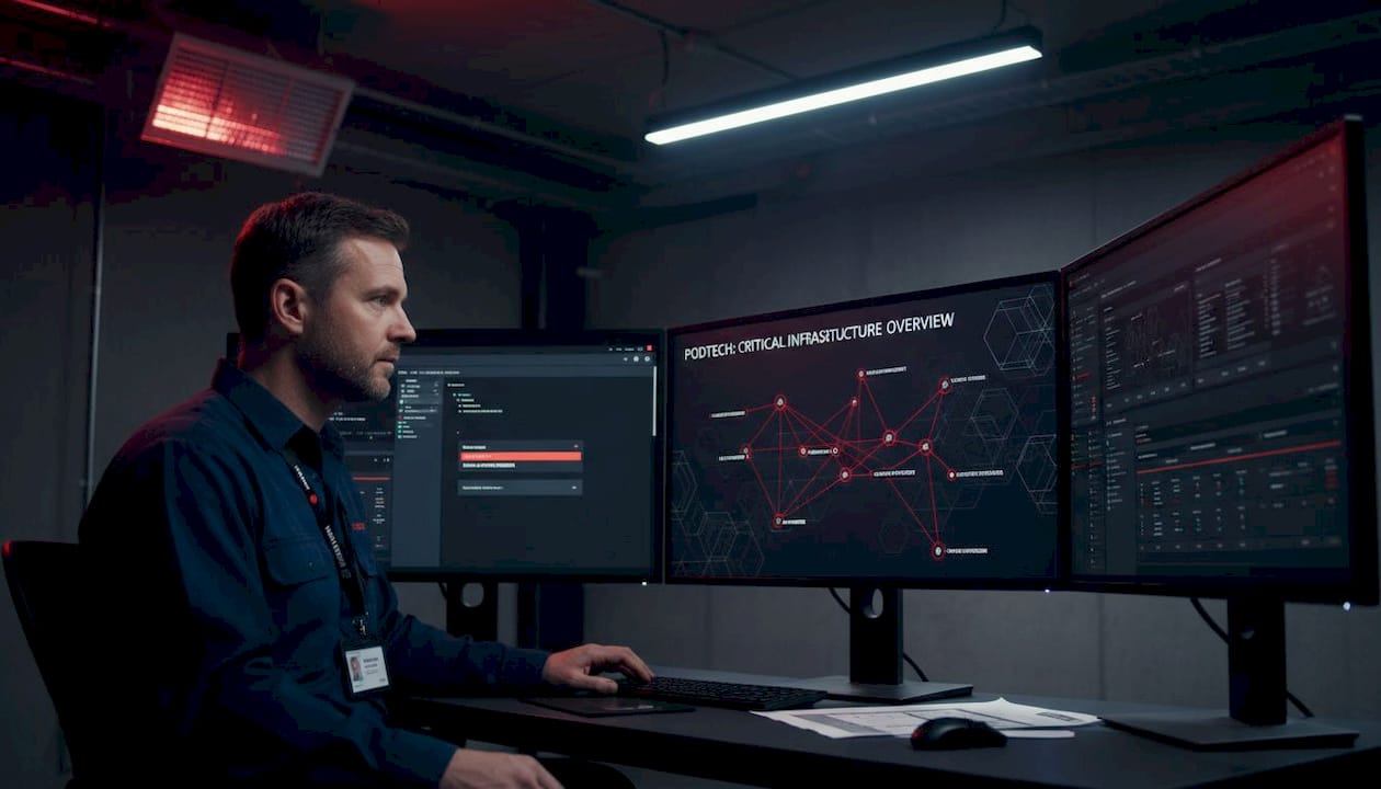 Engineer monitoring BMS system controls