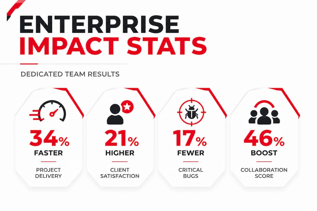 Infographic with dedicated team KPI statistics