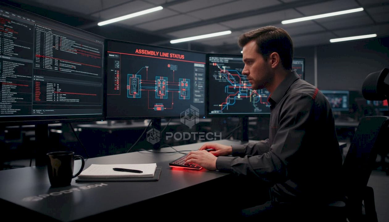 IT technician monitoring automation system dashboard
