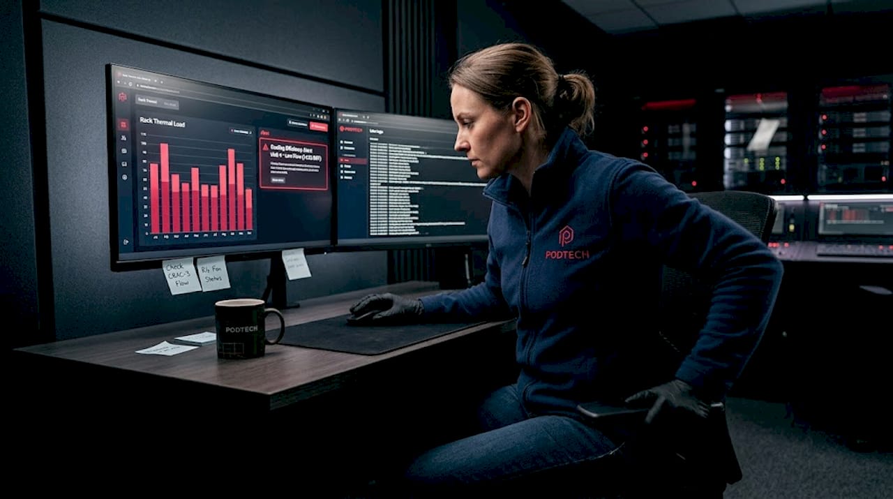 Engineer reviews DCIM dashboard for metrics
