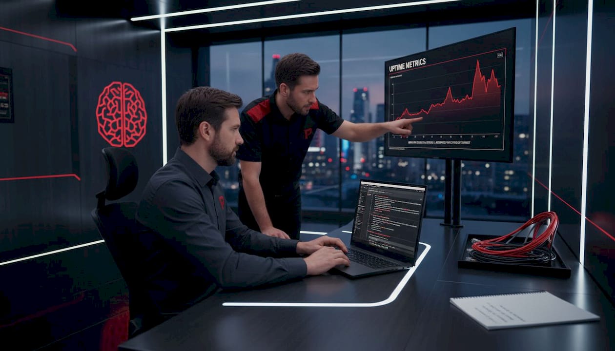 IT specialists review patch management logs