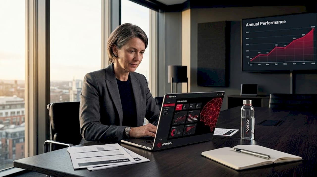 Strategist reviewing enterprise analytics reports