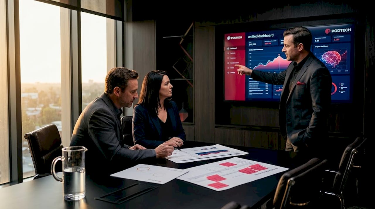 Executives meeting over analytics report
