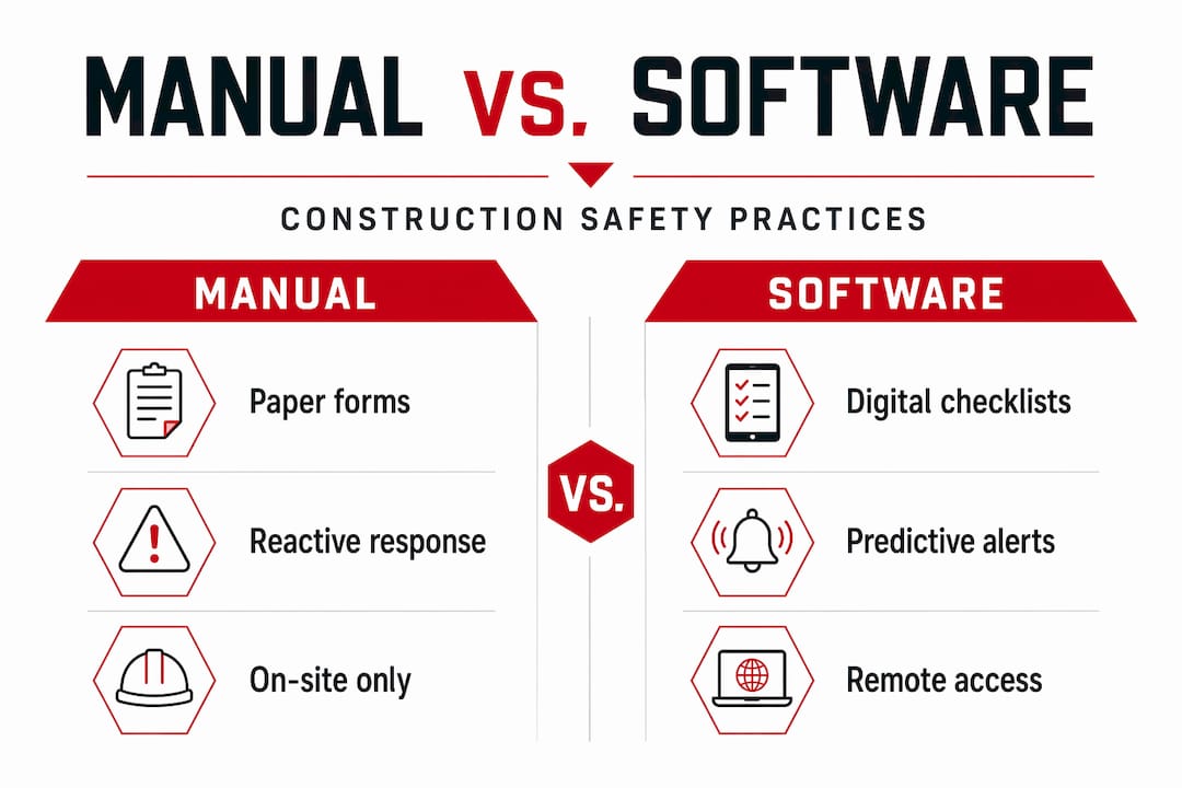 Infographic comparing manual and software safety methods