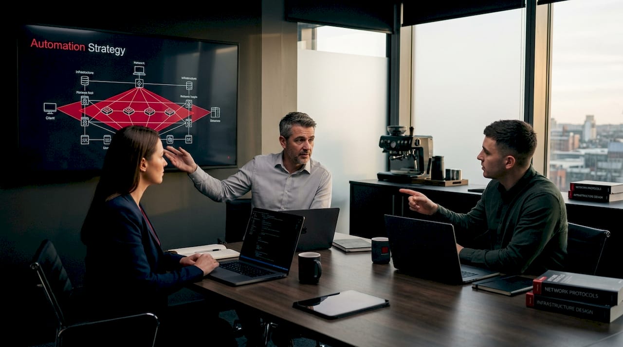 IT team reviewing automation project