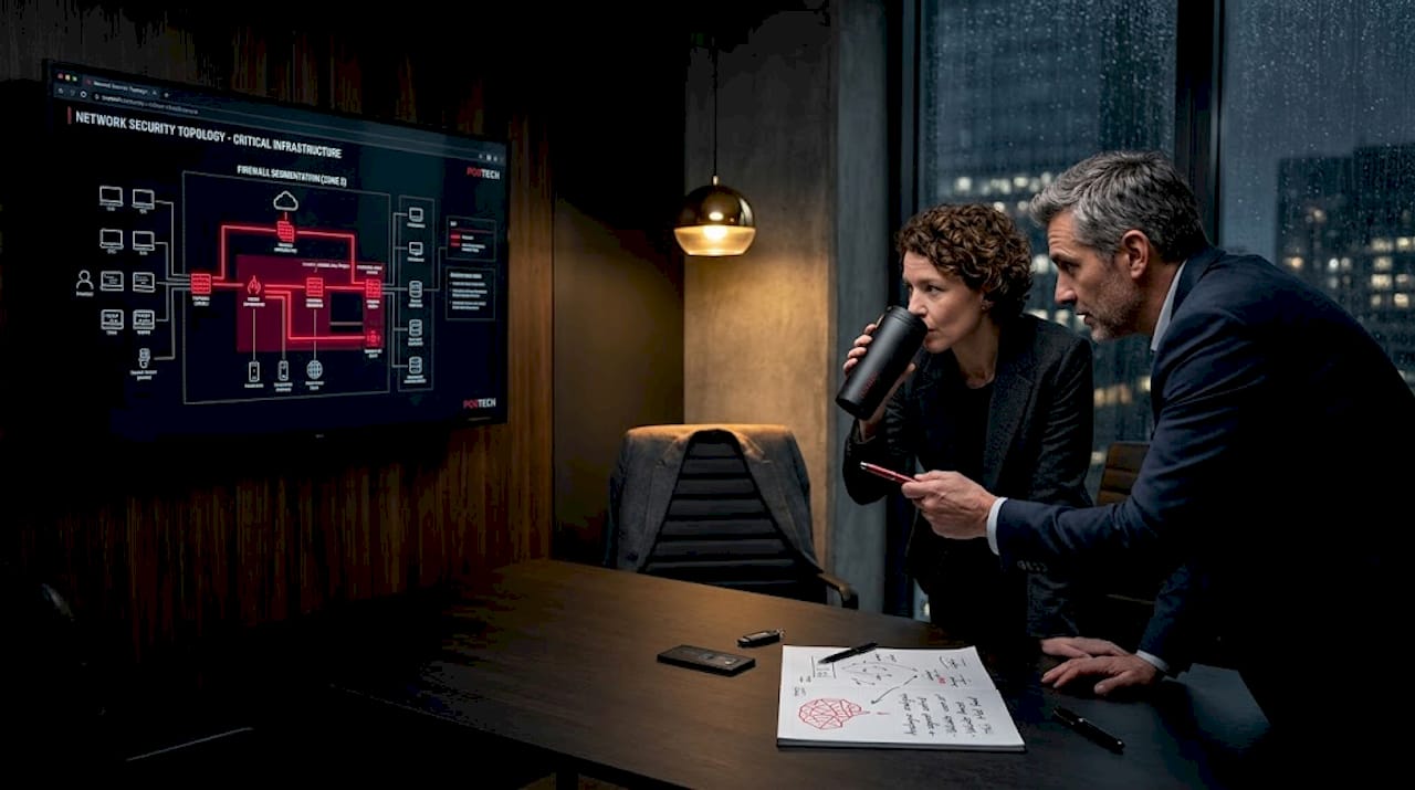 CISOs discuss security over network diagram