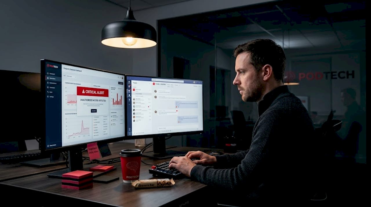 IT specialist checks endpoint detection alerts