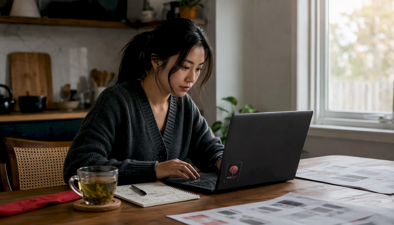 Developer researching platforms at home