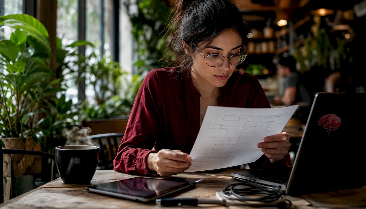 IT engineer reviewing uptime workflow checklist