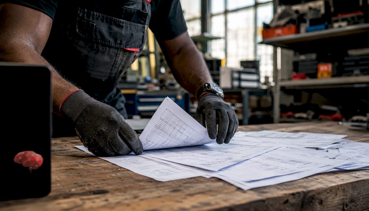 Technician labeling sensor data sheets in mechanical room