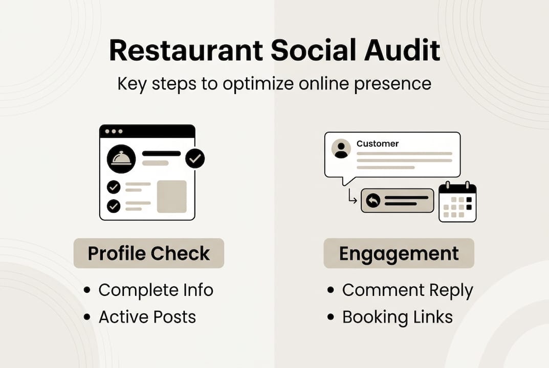 Infographic showing restaurant social audit steps