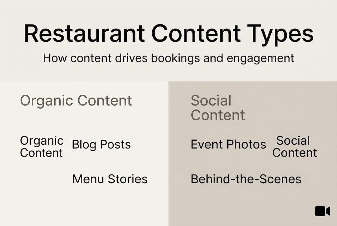 Infographic of restaurant content types and benefits