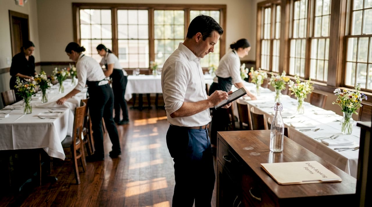 Manager handling private event setup inquiry