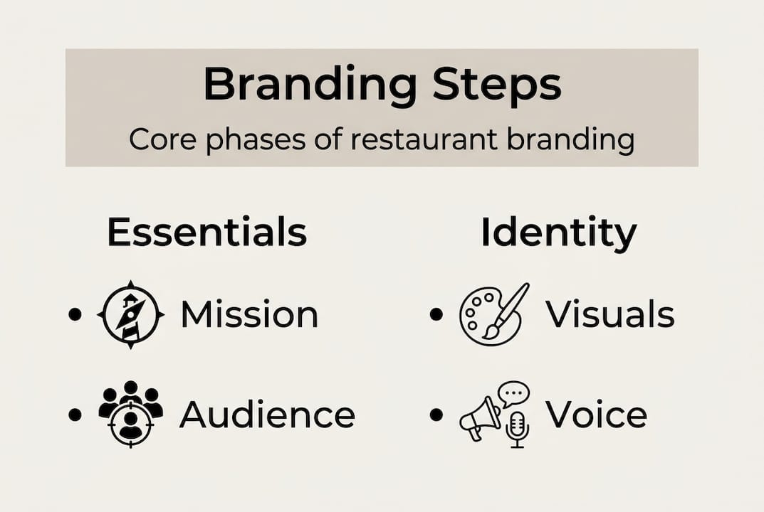Infographic showing core steps to brand a restaurant