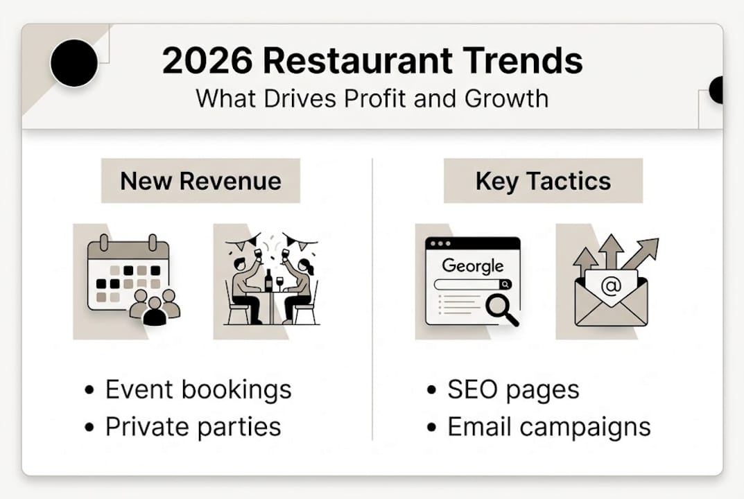Infographic showing 2026 restaurant marketing trends