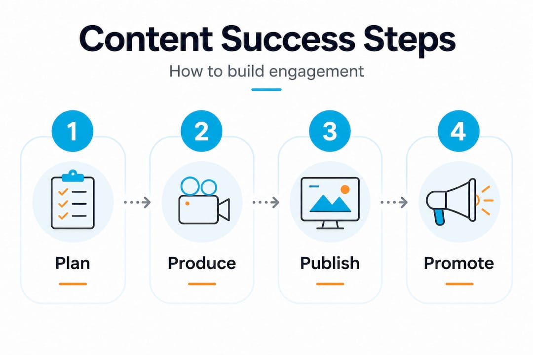 Infographic showing four restaurant content strategy steps