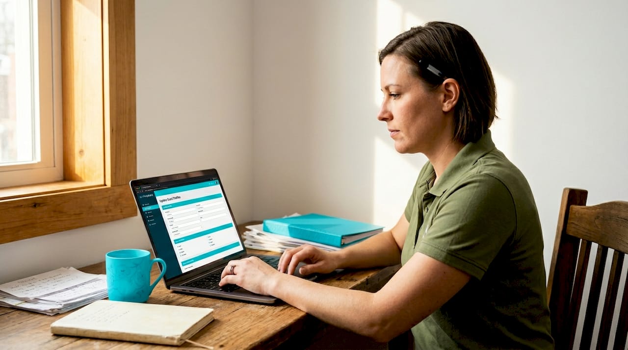 Restaurant manager updating CRM guest profiles