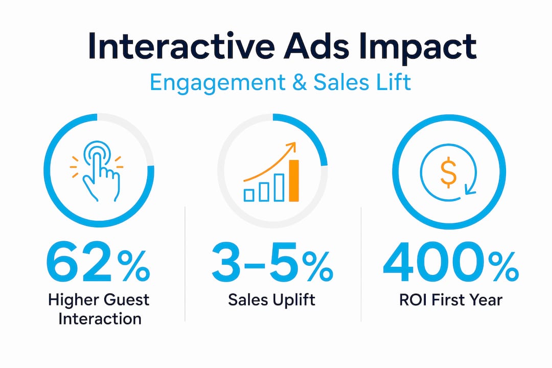 Infographic showing interactive ad impact statistics for restaurants