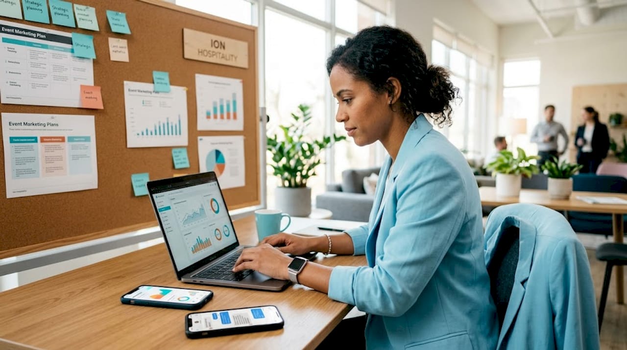 Manager tracking private event marketing stats