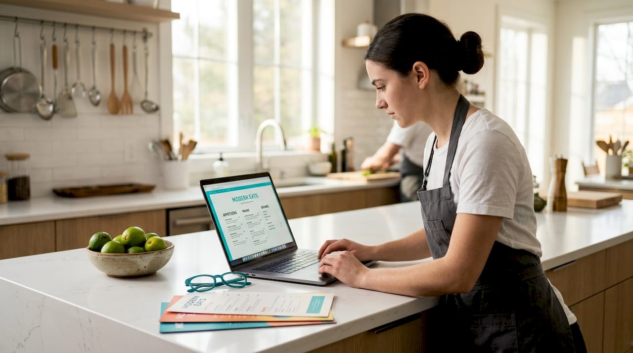 Chef updating HTML menu in kitchen