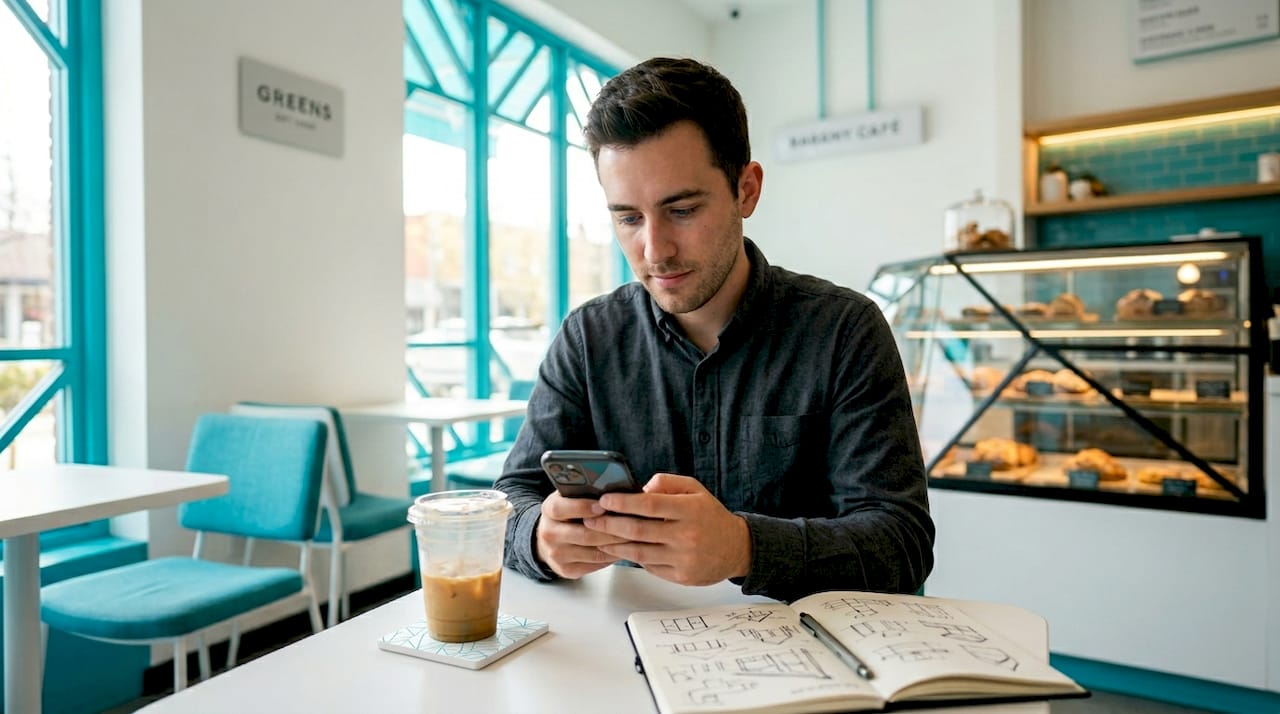 Person using AI app to find restaurants