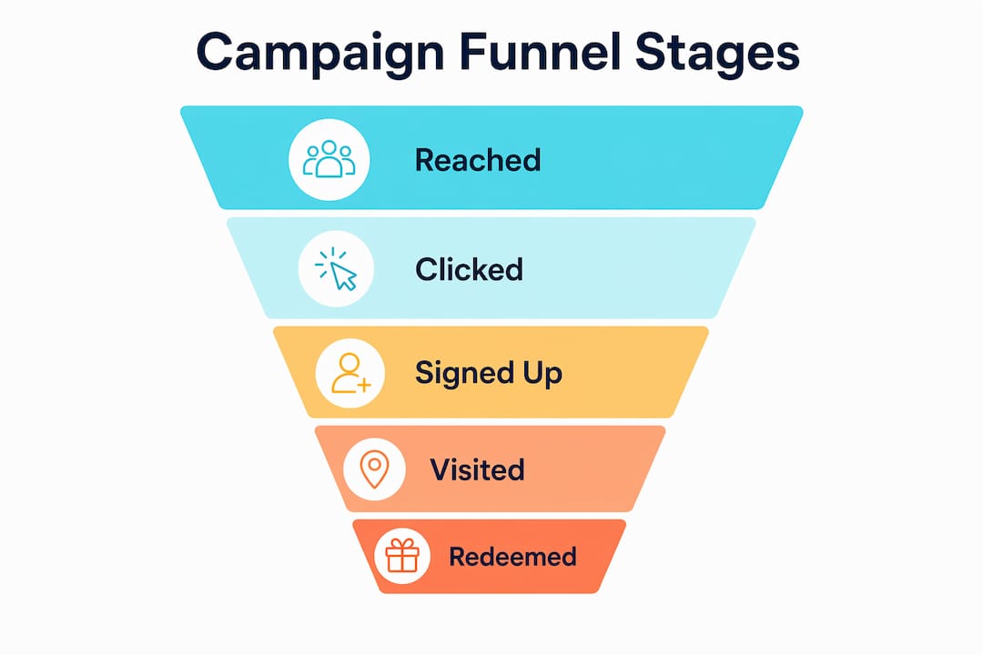 Infographic showing restaurant campaign funnel stages