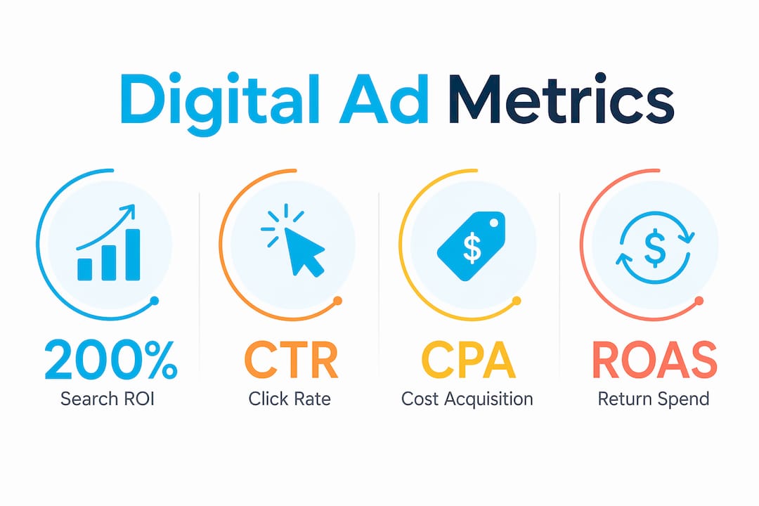 Infographic showing digital ad metrics for restaurants