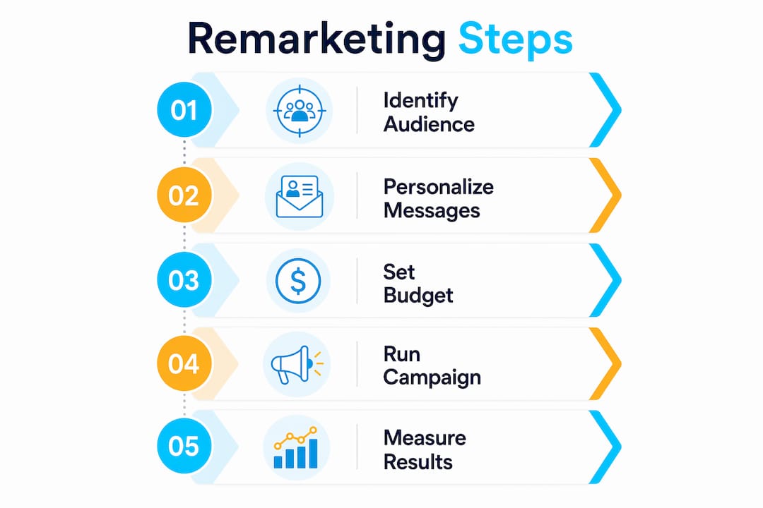 Infographic outlining restaurant remarketing step-by-step process
